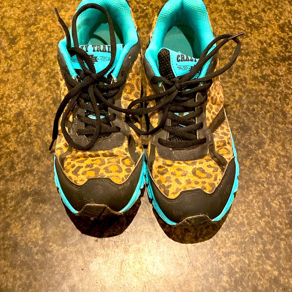turquoise and Leopard Tennis Shoes